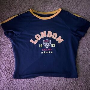 SHEIN Blue and Yellow Short Sleeve Tee with Graphic Design